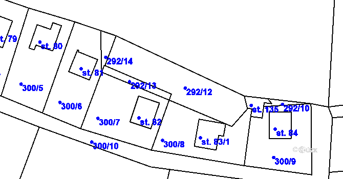 Parcela st. 292/12 v KÚ Struhařov u Benešova, Katastrální mapa