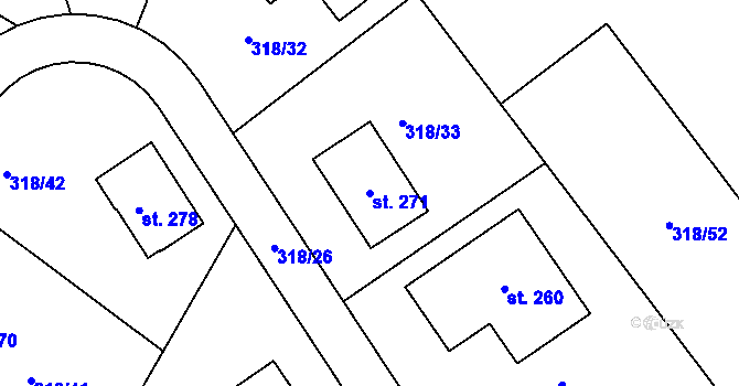 Parcela st. 271 v KÚ Struhařov u Benešova, Katastrální mapa