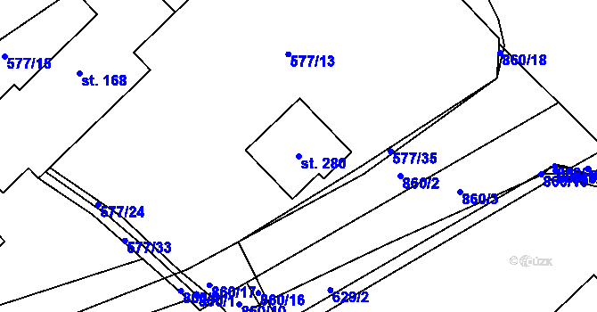 Parcela st. 280 v KÚ Struhařov u Benešova, Katastrální mapa