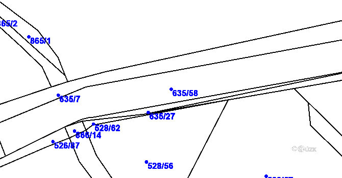 Parcela st. 635/58 v KÚ Struhařov u Benešova, Katastrální mapa