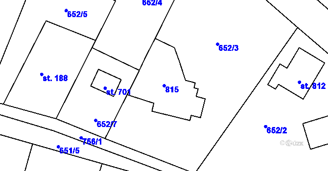 Parcela st. 815 v KÚ Struhařov u Mnichovic, Katastrální mapa