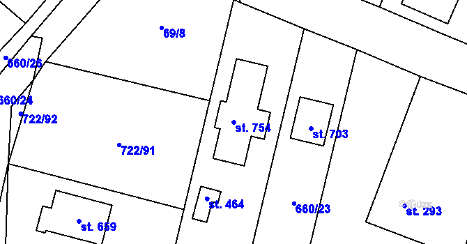 Parcela st. 754 v KÚ Struhařov u Mnichovic, Katastrální mapa