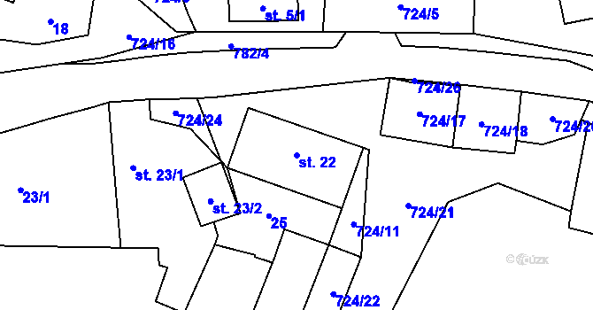 Parcela st. 22 v KÚ Struhařov u Mnichovic, Katastrální mapa