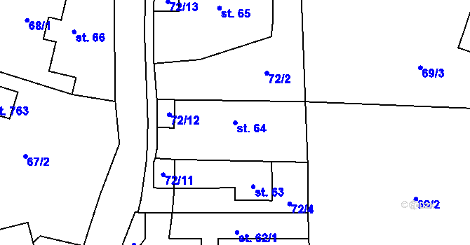 Parcela st. 64 v KÚ Struhařov u Mnichovic, Katastrální mapa