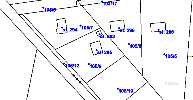 Parcela st. 295 v KÚ Struhařov u Mnichovic, Katastrální mapa
