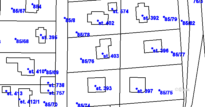 Parcela st. 403 v KÚ Struhařov u Mnichovic, Katastrální mapa