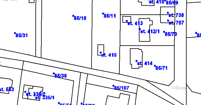 Parcela st. 415 v KÚ Struhařov u Mnichovic, Katastrální mapa