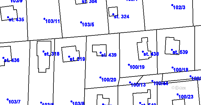 Parcela st. 439 v KÚ Struhařov u Mnichovic, Katastrální mapa
