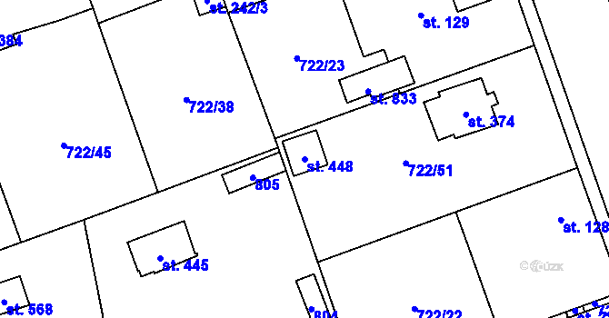 Parcela st. 448 v KÚ Struhařov u Mnichovic, Katastrální mapa
