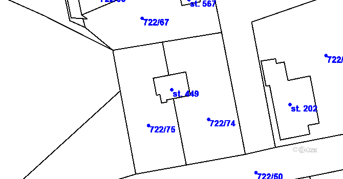 Parcela st. 449 v KÚ Struhařov u Mnichovic, Katastrální mapa