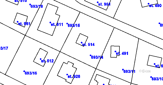 Parcela st. 514 v KÚ Struhařov u Mnichovic, Katastrální mapa