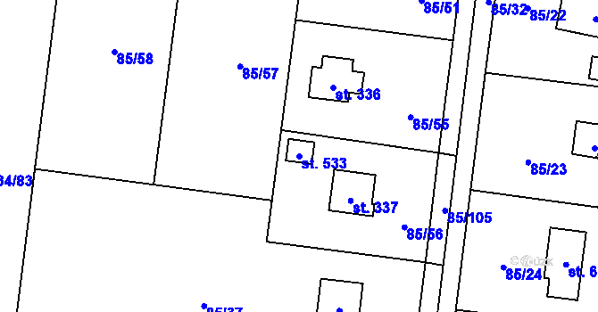 Parcela st. 533 v KÚ Struhařov u Mnichovic, Katastrální mapa