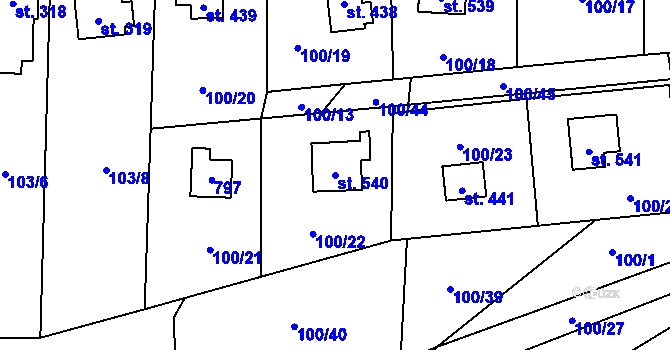Parcela st. 540 v KÚ Struhařov u Mnichovic, Katastrální mapa