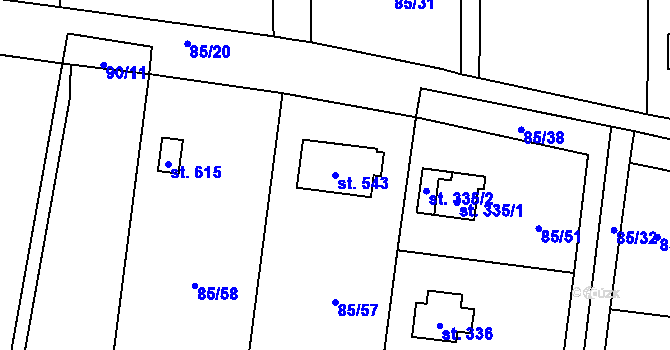 Parcela st. 543 v KÚ Struhařov u Mnichovic, Katastrální mapa