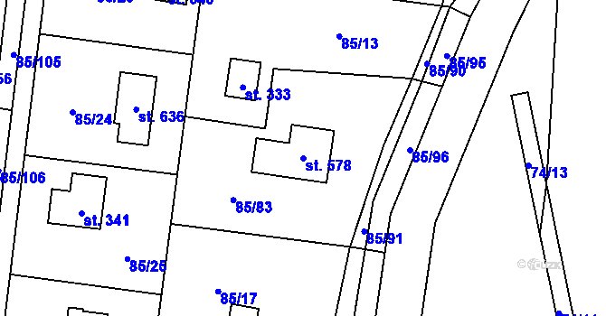 Parcela st. 578 v KÚ Struhařov u Mnichovic, Katastrální mapa