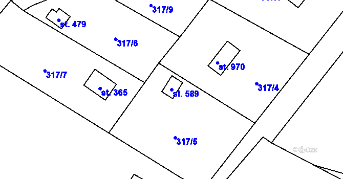 Parcela st. 589 v KÚ Struhařov u Mnichovic, Katastrální mapa