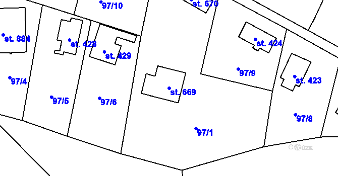 Parcela st. 669 v KÚ Struhařov u Mnichovic, Katastrální mapa