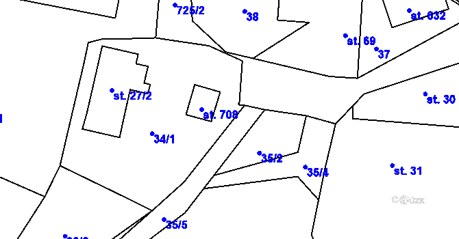 Parcela st. 34/3 v KÚ Struhařov u Mnichovic, Katastrální mapa