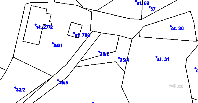 Parcela st. 35/2 v KÚ Struhařov u Mnichovic, Katastrální mapa