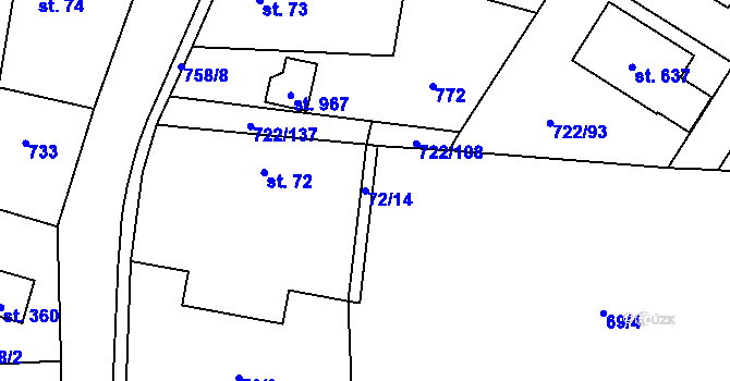 Parcela st. 72/14 v KÚ Struhařov u Mnichovic, Katastrální mapa