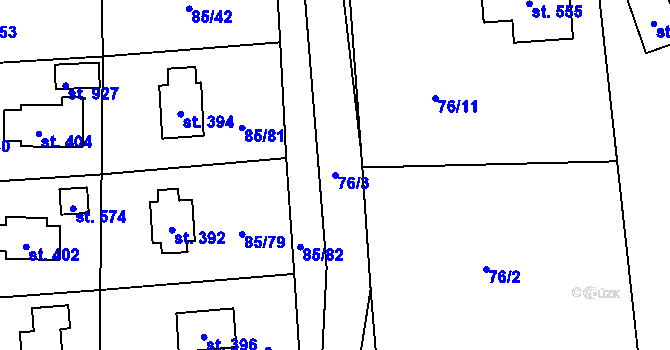 Parcela st. 76/3 v KÚ Struhařov u Mnichovic, Katastrální mapa
