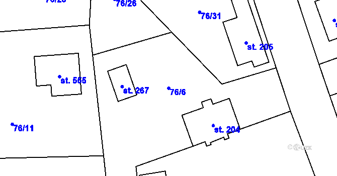 Parcela st. 76/6 v KÚ Struhařov u Mnichovic, Katastrální mapa