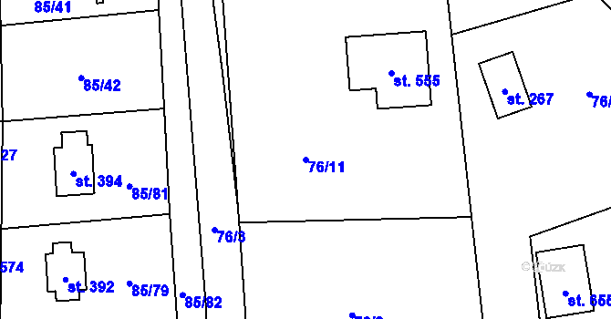 Parcela st. 76/11 v KÚ Struhařov u Mnichovic, Katastrální mapa