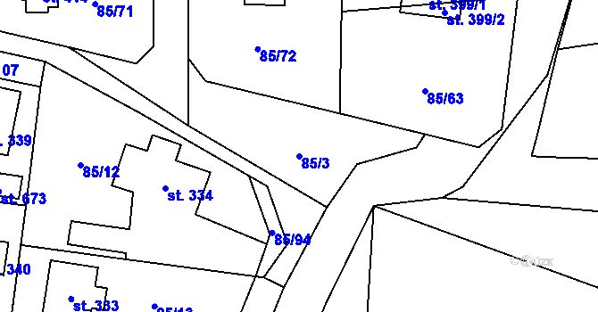 Parcela st. 85/3 v KÚ Struhařov u Mnichovic, Katastrální mapa
