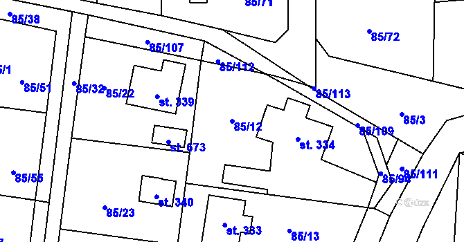 Parcela st. 85/12 v KÚ Struhařov u Mnichovic, Katastrální mapa