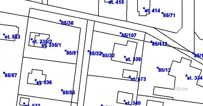 Parcela st. 85/22 v KÚ Struhařov u Mnichovic, Katastrální mapa