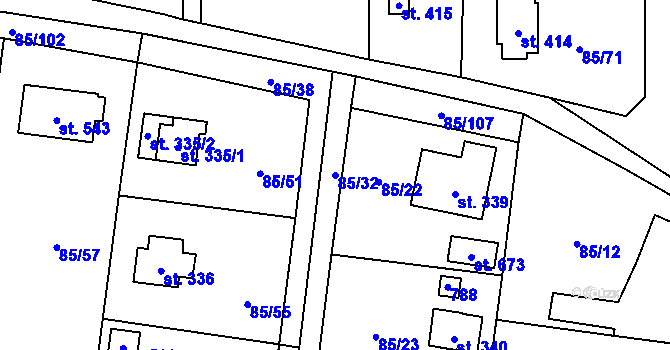 Parcela st. 85/32 v KÚ Struhařov u Mnichovic, Katastrální mapa