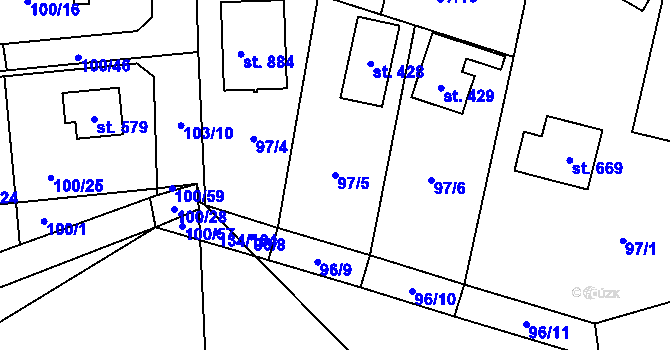 Parcela st. 97/5 v KÚ Struhařov u Mnichovic, Katastrální mapa