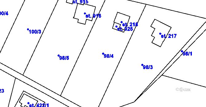 Parcela st. 98/4 v KÚ Struhařov u Mnichovic, Katastrální mapa