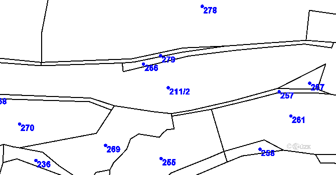 Parcela st. 211/2 v KÚ Struhařov u Mnichovic, Katastrální mapa