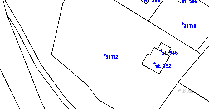 Parcela st. 317/2 v KÚ Struhařov u Mnichovic, Katastrální mapa
