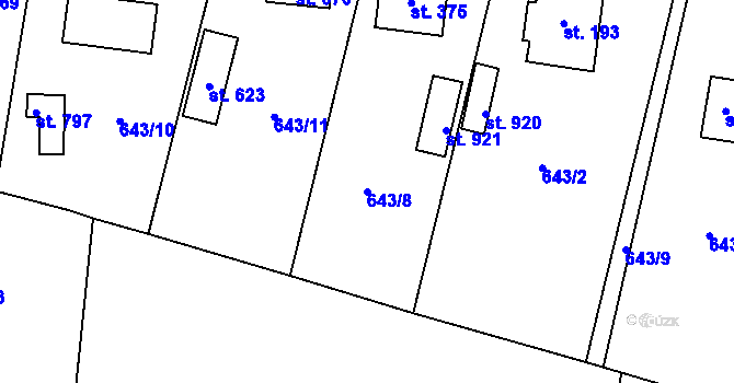 Parcela st. 643/8 v KÚ Struhařov u Mnichovic, Katastrální mapa