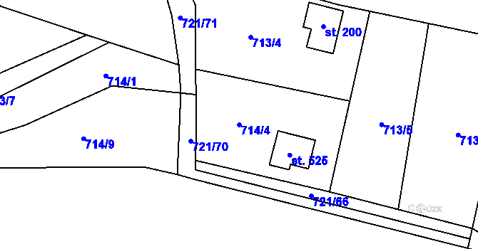 Parcela st. 714/4 v KÚ Struhařov u Mnichovic, Katastrální mapa