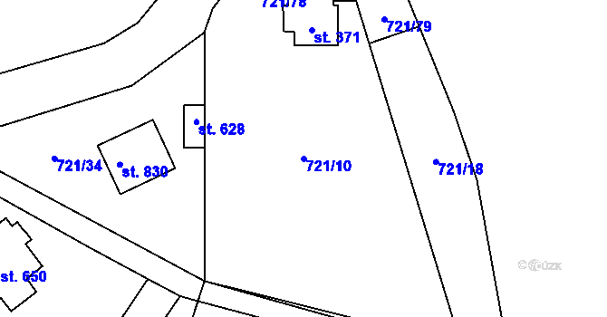 Parcela st. 721/10 v KÚ Struhařov u Mnichovic, Katastrální mapa
