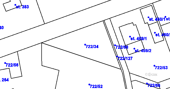 Parcela st. 722/34 v KÚ Struhařov u Mnichovic, Katastrální mapa