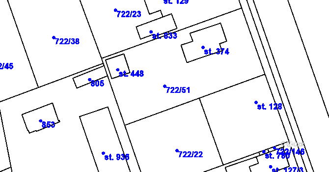Parcela st. 722/51 v KÚ Struhařov u Mnichovic, Katastrální mapa