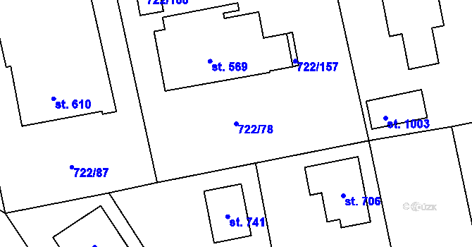 Parcela st. 722/78 v KÚ Struhařov u Mnichovic, Katastrální mapa