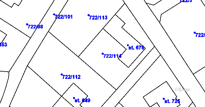 Parcela st. 722/114 v KÚ Struhařov u Mnichovic, Katastrální mapa