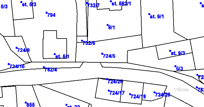 Parcela st. 724/5 v KÚ Struhařov u Mnichovic, Katastrální mapa