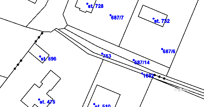 Parcela st. 763 v KÚ Struhařov u Mnichovic, Katastrální mapa
