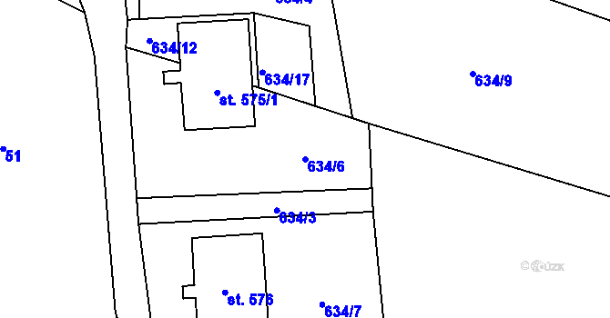 Parcela st. 634/6 v KÚ Struhařov u Mnichovic, Katastrální mapa