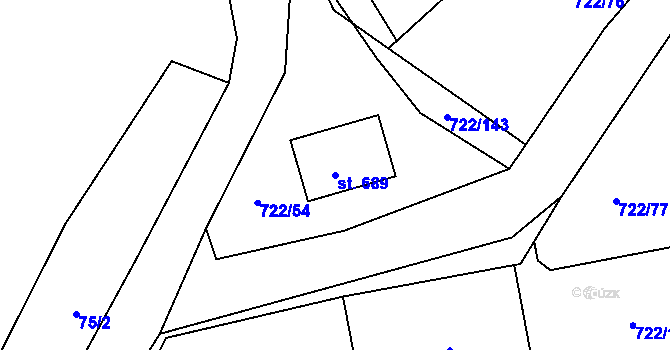 Parcela st. 689 v KÚ Struhařov u Mnichovic, Katastrální mapa