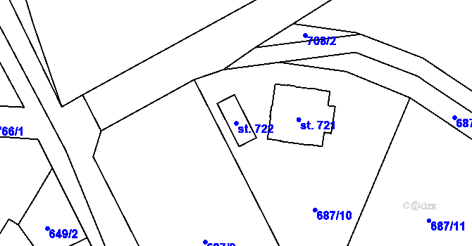 Parcela st. 722 v KÚ Struhařov u Mnichovic, Katastrální mapa