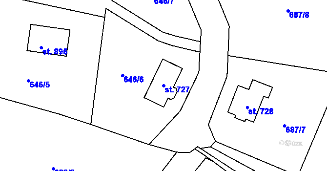Parcela st. 727 v KÚ Struhařov u Mnichovic, Katastrální mapa