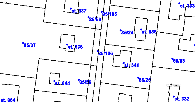 Parcela st. 85/106 v KÚ Struhařov u Mnichovic, Katastrální mapa