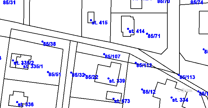 Parcela st. 85/107 v KÚ Struhařov u Mnichovic, Katastrální mapa
